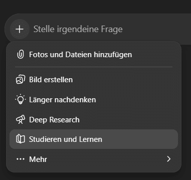 Wie man in ChatGPT den "Studieren und Lernen" Modus aktiviert